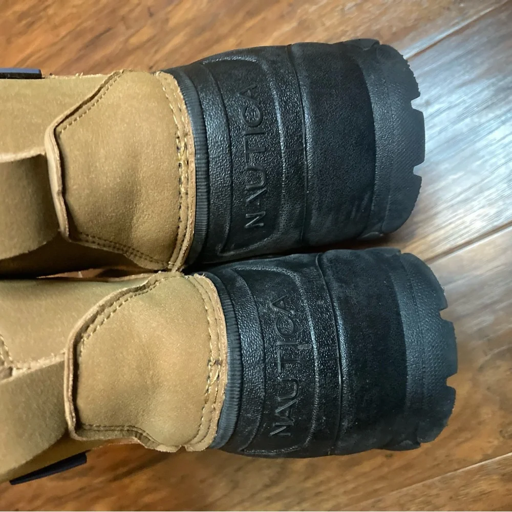 Nautica Men's Tidewater Zip Winter Snow Boots Tan/Black Waterproof 3M Sz 7M New